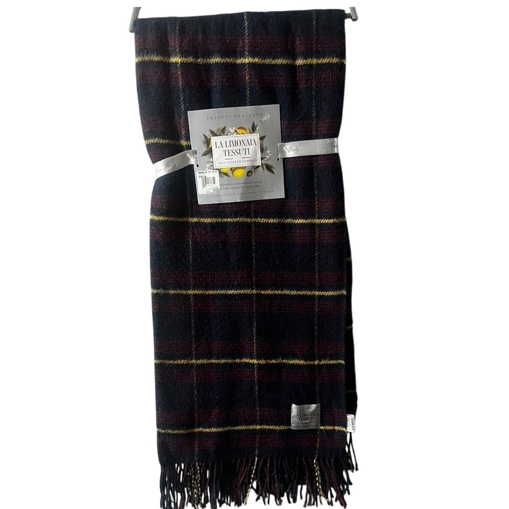 La Limonaia Tessuti Italian Fabrics Plaid Throw Blanket Made in Italy GIFT NEW